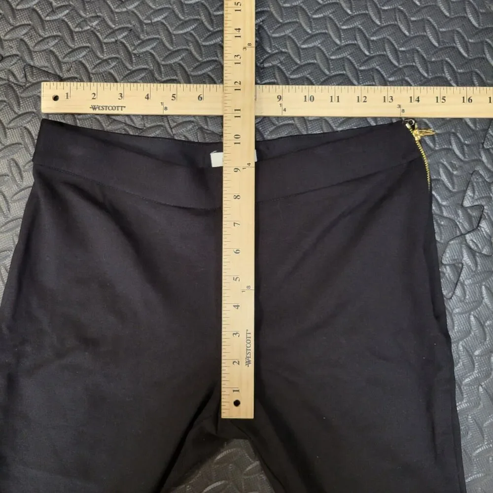 Kate Spade Women's Stretch‎ Cropped Black Dress Pants Size 4 Gold Logo Zipper